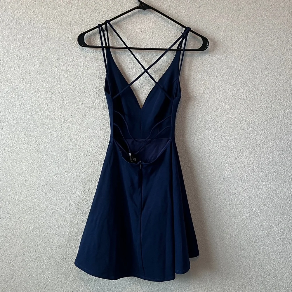 Lulus Believe in Love Strappy Skater Mini Dress Blue Size XS NWT - Picture 2 of 9